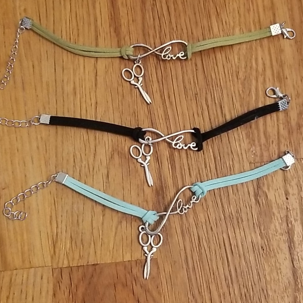 Hairdresser scissors Love Bracelets lot of 3